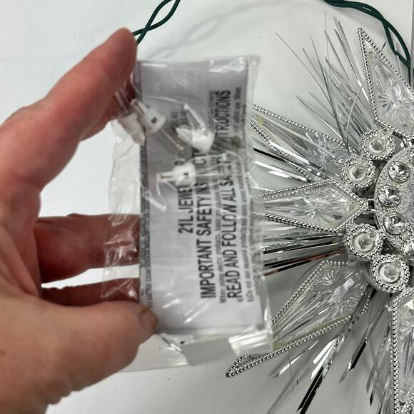 GE 21-Light Silver Jewel Tree Topper 9" Starburst Lighted Plug-In Holiday Decor - Picture 6 of 9